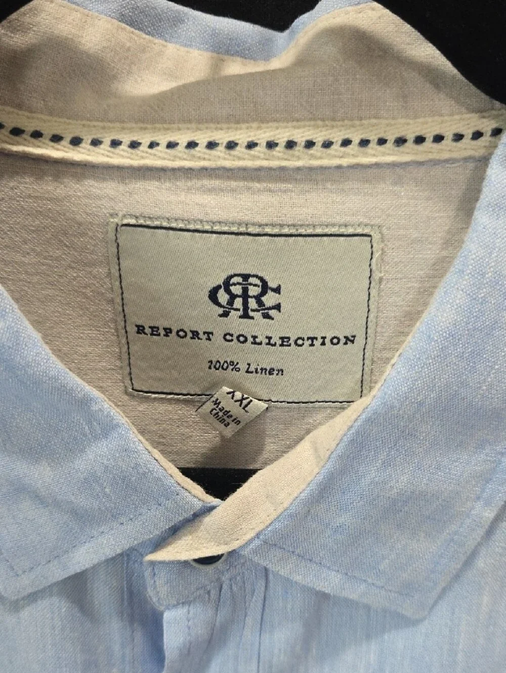 Reiss Light Blue Linen-Blend Button-Down Shirt
